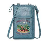 GEEADNB Ladies Cell Phone Purse Women’s RFID Clutch Pick-Your-Own Strawberry Patch Ripe Strawberries Personalized Gifts for Girlfriend Friends Long Purse for Gift