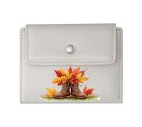 GEEADNB Large Capacity Ladies Coin Purse,Multi-Functional Women's Wallet,Fall Season Brown Boots Autumn Leaves Wonderful Gift for Mother's Father's Day
