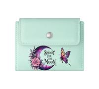 GEEADNB Large Capacity Ladies Coin Purse，RFID Blocking Wallet Purse，Celestial Crescent Moon，Vibrant Butterfly，Inspirational Contrast，Romantic Gift for Wife/Girlfriend.