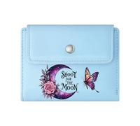 GEEADNB Large Capacity Ladies Coin Purse，RFID Blocking Wallet Purse，Celestial Crescent Moon，Vibrant Butterfly，Inspirational Contrast，Romantic Gift for Wife/Girlfriend.