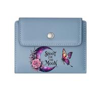 GEEADNB Large Capacity Ladies Coin Purse，RFID Blocking Wallet Purse，Celestial Crescent Moon，Vibrant Butterfly，Inspirational Contrast，Romantic Gift for Wife/Girlfriend.