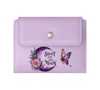 GEEADNB Large Capacity Ladies Coin Purse，RFID Blocking Wallet Purse，Celestial Crescent Moon，Vibrant Butterfly，Inspirational Contrast，Romantic Gift for Wife/Girlfriend.