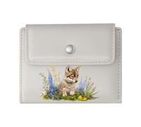 GEEADNB Large Capacity Ladies Coin Purse,RFID Blocking Wallet Purse,Wildflowers Black Background Wolf Thoughtful Gift for Father's Day,Teacher's Day Wonderful Gift for Mother's Father's Day