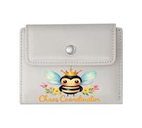 GEEADNB Large Capacity Ladies Coin Purse,Slim Minimalist Card Holder,Crowned Bee Whimsical Illustration Vibrant Flowers Romantic Gift for Wife/Girlfriend. Thanksgiving Birthday Gift for Women