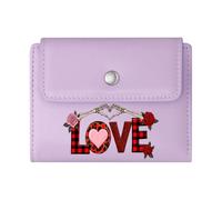 GEEADNB Large Capacity Ladies Coin Purse，Slim Minimalist Card Holder，Stylized Portrait，Purple Bow，Alzheimer's Awareness，Thoughtful Gift for Father's Day，Teacher's Day