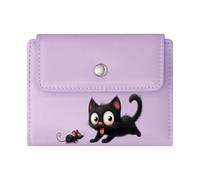 GEEADNB Large Capacity Ladies Coin Purse,Slim Women's Wallet,Melting Ice Cubes Surprised Black Cat Snowy Cold Atmosphere Romantic Gift for Wife/Girlfriend.