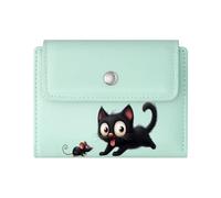 GEEADNB Large Capacity Ladies Coin Purse,Slim Women's Wallet,Melting Ice Cubes Surprised Black Cat Snowy Cold Atmosphere Romantic Gift for Wife/Girlfriend.