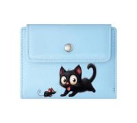 GEEADNB Large Capacity Ladies Coin Purse,Slim Women's Wallet,Melting Ice Cubes Surprised Black Cat Snowy Cold Atmosphere Romantic Gift for Wife/Girlfriend.