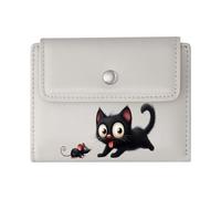 GEEADNB Large Capacity Ladies Coin Purse,Slim Women's Wallet,Melting Ice Cubes Surprised Black Cat Snowy Cold Atmosphere Romantic Gift for Wife/Girlfriend.