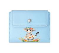GEEADNB Large Capacity Ladies Coin Purse，Slim Women's Wallet，Whimsical Floral Scene Floral Attire Kitten Thoughtful Gift for Father's Day，Teacher's Day Wonderful Gift for Mother's Father's Day