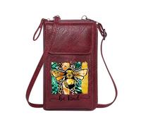 GEEADNB Lightweight Women's Shoulder Bag Personalized Leather Cell Phone Wallet Leopard Print Textured Background Stylized Bee for Valentine's Day Birthday Gifts Elegant Gift for Mother's Day