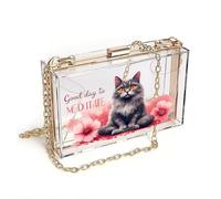 GEEADNB Lightweight Women's Shoulder Bag Personalized Small Bags with Pocket Meditative Cat, Tranquil Flowers, Mindfulness Theme, Perfect for Printed Present Romantic Gifts for Wife Girlfriend