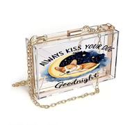 GEEADNB Lightweight Women's Shoulder Bag PU Leather Phone Purse corgi Goodnight crescent moon Graduation Student Romantic Gifts for Wife Girlfriend