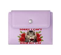 GEEADNB Multi-Functional Women's Wallet,RFID Blocking Wallet Purse,Crescent Moon Black-and-White cat Whimsical Floral Arrangement Romantic Gift for Wife/Girlfriend.