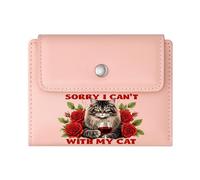 GEEADNB Multi-Functional Women's Wallet,RFID Blocking Wallet Purse,Crescent Moon Black-and-White cat Whimsical Floral Arrangement Romantic Gift for Wife/Girlfriend.