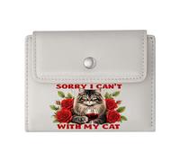 GEEADNB Multi-Functional Women's Wallet,RFID Blocking Wallet Purse,Crescent Moon Black-and-White cat Whimsical Floral Arrangement Romantic Gift for Wife/Girlfriend.
