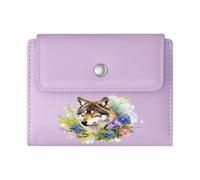 GEEADNB Multi-Functional Women's Wallet，RFID Blocking Wallet Purse，Wolf Floral Elements Harmonious Composition Thanksgiving Birthday Gift for Women Romantic Gift for Wife/Girlfriend.