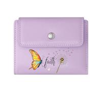 GEEADNB Multi-Functional Women's Wallet,Slim Minimalist Card Holder,Make a Wish,Purple Floral Design,Butterfly Motifs,Wonderful Gift for Mother's Father's Day Romantic Gift for Wife/Girlfriend.