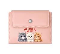 GEEADNB Multi-Functional Women's Wallet,Slim Minimalist Card Holder,Playful Design Cat Communication Three Kittens Thanksgiving Birthday Gift for Women Romantic Gift for Wife/Girlfriend.