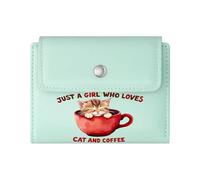 GEEADNB Multi-Functional Women's Wallet,Slim Minimalist Card Holder,Red Coffee Cup Kitten Cat and Coffee Romantic Gift for Wife/Girlfriend. Wonderful Gift for Mother's Father's Day
