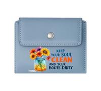 GEEADNB Multi-Functional Women's Wallet,Slim Minimalist Card Holder,Vibrant Colors,Wildflowers,Glass jar,Thanksgiving Birthday Gift for Women Wonderful Gift for Mother's Father's Day