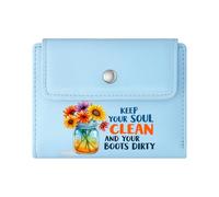 GEEADNB Multi-Functional Women's Wallet,Slim Minimalist Card Holder,Vibrant Colors,Wildflowers,Glass jar,Thanksgiving Birthday Gift for Women Wonderful Gift for Mother's Father's Day