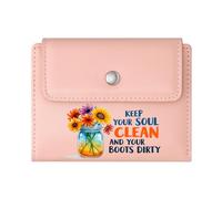 GEEADNB Multi-Functional Women's Wallet,Slim Minimalist Card Holder,Vibrant Colors,Wildflowers,Glass jar,Thanksgiving Birthday Gift for Women Wonderful Gift for Mother's Father's Day