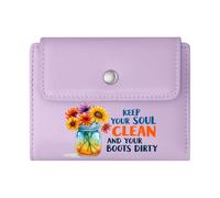 GEEADNB Multi-Functional Women's Wallet,Slim Minimalist Card Holder,Vibrant Colors,Wildflowers,Glass jar,Thanksgiving Birthday Gift for Women Wonderful Gift for Mother's Father's Day