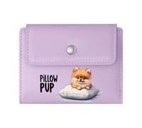 GEEADNB Multi-Functional Women's Wallet,Slim Women's Wallet,Bright Blue Eyes White Pillow Fluffy Puppy Thanksgiving Birthday Gift for Women Thoughtful Gift for Father's Day,Teacher's Day