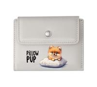 GEEADNB Multi-Functional Women's Wallet,Slim Women's Wallet,Bright Blue Eyes White Pillow Fluffy Puppy Thanksgiving Birthday Gift for Women Thoughtful Gift for Father's Day,Teacher's Day