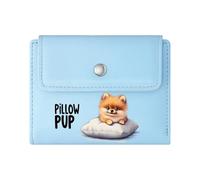 GEEADNB Multi-Functional Women's Wallet,Slim Women's Wallet,Bright Blue Eyes White Pillow Fluffy Puppy Thanksgiving Birthday Gift for Women Thoughtful Gift for Father's Day,Teacher's Day