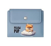 GEEADNB Multi-Functional Women's Wallet,Slim Women's Wallet,Bright Blue Eyes White Pillow Fluffy Puppy Thanksgiving Birthday Gift for Women Thoughtful Gift for Father's Day,Teacher's Day