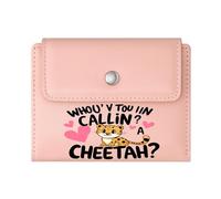 GEEADNB Multi-Functional Women's Wallet，Slim Women's Wallet，Cartoon Cheetah，Pink Hearts，Playful Text，Romantic Gift for Wife/Girlfriend. Wonderful Gift for Mother's Father's Day