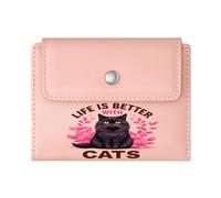 GEEADNB Multi-Functional Women's Wallet，Slim Women's Wallet，Pink Flowers，Black cat，Life with Cats，Thoughtful Gift for Father's Day，Teacher's Day Wonderful Gift for Mother's Father's Day