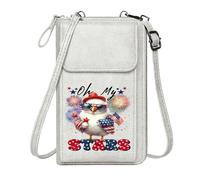 GEEADNB Personalized Crossbody Wallets Card Wallets Purse American flag patriotic celebration cartoon chick Adjustable Strap Perfect for Teacher's Day
