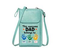 GEEADNB Personalized Crossbody Wallets Crossbody Bags for Women Personalized Children's Book Father Tribute Colorful Handprints Leather Purse for Lover Elegant Gift for Mother's Day