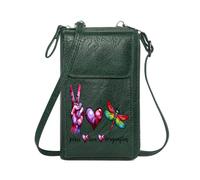 GEEADNB Personalized Crossbody Wallets PU Leather Phone Purse Colorful Dragonfly Geometric Hearts Stylized Hand Long Purse for Gift Perfect for Teacher's Day