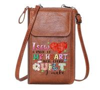 GEEADNB Personalized Crossbody Wallets RFID Blocking Zipper Phone Wallet Colorful Patterns Quilting Heart Motif Suitable for Everyday Use Perfect for Teacher's Day