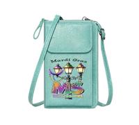 GEEADNB Personalized Crossbody Wallets RFID Blocking Zipper Phone Wallet Mississippi State Mardi Gras decorations Decorative street lamp post PU Leather Phone Bags Holiday Customized Gift