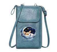 GEEADNB Personalized Crossbody Wallets Small Shoulder Bag Starry Night Crescent Moon Sleeping Corgi Suitable for Everyday Use Leather Purse for Lover