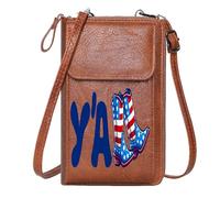 GEEADNB Personalized Crossbody Wallets Women Leather Crossbody Purse American Flag Cowboy Boots Southern Slang Long Purse for Gift Elegant Gift for Mother's Day