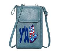 GEEADNB Personalized Crossbody Wallets Women Leather Crossbody Purse American Flag Cowboy Boots Southern Slang Long Purse for Gift Elegant Gift for Mother's Day