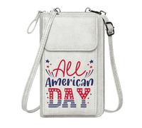 GEEADNB Personalized Crossbody Wallets Women’s RFID Clutch Purse American Flag Elements Patriotic Theme Stylized Text Suitable for Everyday Use for Valentine's Day Birthday Gifts