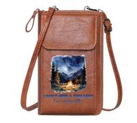 GEEADNB Personalized Leather Cell Phone Wallet Bags with Card Slots Campfire Gathering Nature Therapy Mountain Camping Elegant Gift for Mother's Day PU Leather Phone Bags