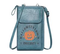 GEEADNB Personalized Leather Cell Phone Wallet Cell Phone Purse with Zipper Cemetery Witch Skeleton Halloween Pumpkin Ghost Bat Haunted Perfect for Teacher's Day Elegant Gift for Mother's Day