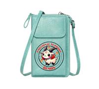 GEEADNB Personalized Leather Cell Phone Wallet Cell Phone Purse with Zipper Stylized Goat Character Emotional Support Demon Gothic Cartoon Design Perfect for Teacher's Day Leather Purse for Lover