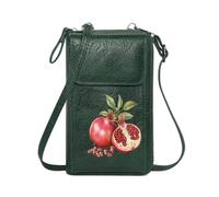 GEEADNB Personalized Leather Cell Phone Wallet Crossbody Bags for Women Pomegranate Artistic Illustration Playful Message Classic Outfit for Everyday Use or Gift Idea