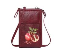 GEEADNB Personalized Leather Cell Phone Wallet Crossbody Bags for Women Pomegranate Artistic Illustration Playful Message Classic Outfit for Everyday Use or Gift Idea