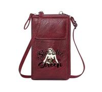 GEEADNB Personalized Leather Cell Phone Wallet Crossbody Bags for Women Vintage pin-up art Hollywood-style hair Off-shoulder floral dress Travel Rfid Safe Personalized Gifts for Girlfriend Friends