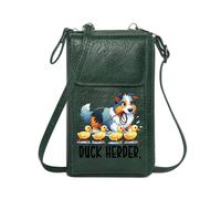 GEEADNB Personalized Leather Cell Phone Wallet Customized Small Bags Whimsical Children's Illustration Ducklings Following Cartoon Dog Adjustable Strap Elegant Gift for Mother's Day